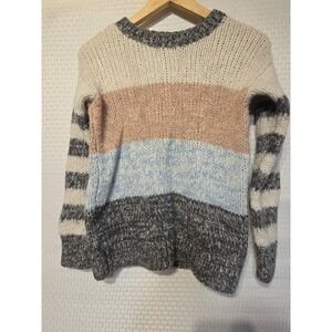 American Eagle Sweater Women XS Chunky Knit Colorblock Striped Long Sleeve